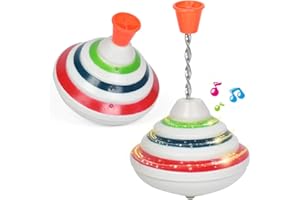 ISAKEN Push up Trottola Giocattolo con LED e Musica, Trottola LED Giocattoli Brillanti Regali di Compleanno per Bambini