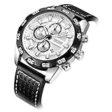 LLLS Men es Analogue Quarz Watch Sports Business Casual Fashion Luminous Waterproof mit Genuine Leather Band Chronograph