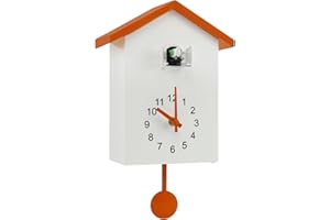 KTCINA Nowoczesny zegar ścienny z kukułką, wiszący zegar ścienny, kukułka z delikatnym wahadłem i dźwiękiem ptasich śpiewaków, zegar z kukułką, zasilany bateryjnie, dekoracja moda, do salonu, domu, biura,