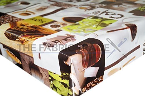 Easy Wipe Dining PVC Tablecloth Oilcloth Table Cover Protector - Arabic Coffee Kawa (135cm Round)