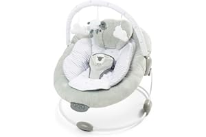 LADIDA weich gepolsterte Hasenwippe in Pink Baby Flower mit beruhigenden Vibrationen, Musikmelodien, weißem Rauschen, maschinenwaschbarem Sitzpolster, abnehmbarem Spielbügel mit 3 Spielzeugen 077