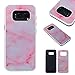Produktbild Samsung Galaxy S8 PC Marmor-Hülle,Fanryn Marmor Optik Case Schutzhülle Crystal Case mit hochwertiger Marmor Optik Marmormuster Marble Design Hart PC Handy Hülle Durchsichtig Transparent Etui Cover Case Protective Shell Schutzhülle Telefon Kasten für Samsung Galaxy S8 – Rosa Marmor-Design