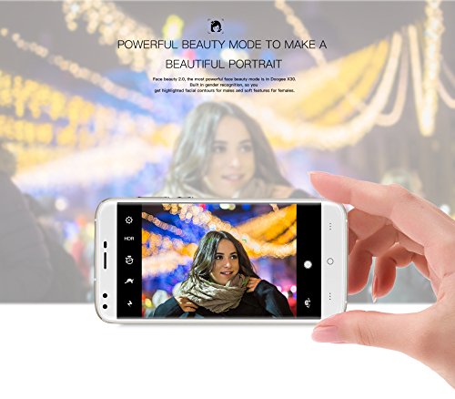 DOOGEE X30 - schermo da 5,5 '' HD Smartphone Android 7.0 3G, fotocamere doppie posteriori + doppie telecamere anteriori (5MP + 5MP + 8MP + 8MP), CPU quad core da 1,3GHz con 2GB RAM 16GB ROM, 3360mAh nero