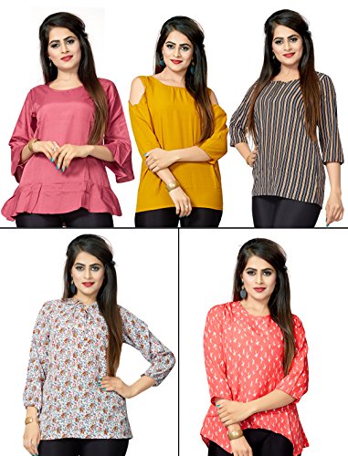 1 Stop Fashion Womens Set of 5 Combo Digital Print Heavy Crepe Ready Wear Top RS.999 (72.00% Off) - Amazon 1 Stop Fashion Womens Set of 5 Combo Digital Print Heavy Crepe Ready Wear Top RS.999 (72.00% Off) - Amazon