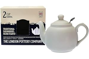 Théière London Pottery, théière traditionnelle pour 2 tasses avec infuseur, théière en céramique au design britannique emblématique, couleur gris nordique, capacité de 600 ml, 16 x 14 x 12 cm
