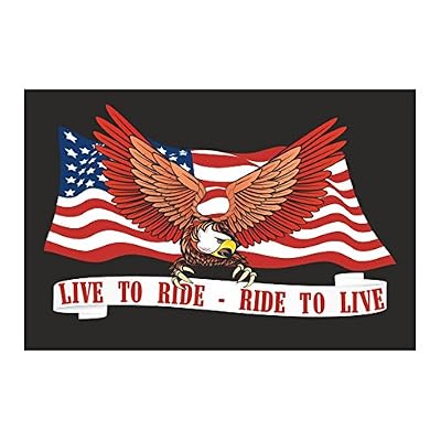 Hells-Design Drapeau Fanion aigle Live to Ride coutures renforcées - Flag pour motos custom - Harley - Trikes ...