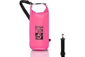 CABLE TECHNOLOGIES Dry Bag, Borsa Sacca Zaino Impermeabile Waterproof, chiusura a rotolo e tracolla, custodia impermeabile per cellulare e marsupio per Mare Barca Pesca Rafting Spiaggia Sport Acquatici (Pink, 5l)