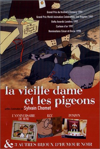 couverture de : La vieille dame et les pigeons  trois autres bijoux d'hum...