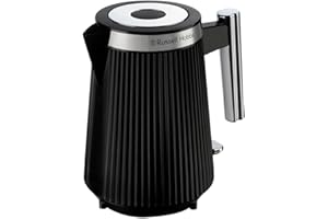 Russell Hobbs Bouilloire électrique [1,7L, 2400 W] Brontë (Design noir mat, bec verseur, indicateur niveau d'eau, enrouleur de câble, éclairage, ouverture automatique du couvercle, base 360°) 26750-70