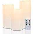 Homemory 6"8"10" x 4" Waterproof Outdoor Flameless Candles, Battery Operated ing LED Pillar Candles with Remote and Timers for Indoor Outdoor Lanterns, Long Lasting, Large, Set of 3