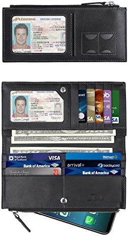 Dante Men's Genuine Leather Large Capacity Long Wallet with Double Zipper | Travel Wallet | Credit Card Holder | Bifold Clutch Wallet for Men Change Purse Coin Pocket Phone Wallet with Gift Box, Black