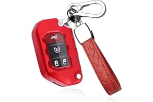 HIBEYO Etui na kluczyki samochodowe, pasuje do Jeep, miękkie, silikonowe etui ochronne na klucze, do Jeep Wrangler JL, gladiator, JT, Grand Cherokee Renegade, skrzynka na klucze, kluczyki, pilota, kolor czerwony