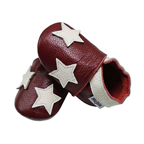 Mejale Weiche Sohle Leder Babyschuhe Lauflernschuhe Krabbelschuhe Kleinkind Kinderschuhe Hausschuhe Karikatur Sterne 0-3 Jahre - 4