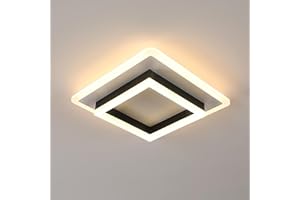 SENQIU Lampa sufitowa LED, 30 W, 3500 lm, nowoczesna lampa sufitowa LED, czarna kwadratowa lampa sufitowa do sypialni, salonu, kuchni, przedpokoju, 3000 K, ciepłe światło, długość 30 cm