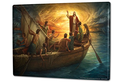 Blechschild XXL Retro Motiv Boot Jünger Jesus