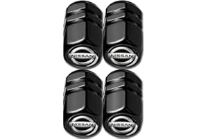 ADIEN 4PCS Tyre Valve Caps for Nissan Maxima Altima Rogue Kicks Murano Frontier Pathfinder Titan,Black Metal Car Tire Dust Valve Caps with Sealing Rubber,Rust-proof