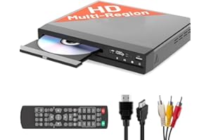 ZUMKUNM 2025 Model 1080P Region Free HDMI DVD Player for TV, Smart TV, Projector Mini DVD Player with USB, CD & MP3 | HDMI Cable, RCA Cable & Remoted Control Included
