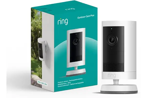 Ring | Cámara exterior Plus con batería (Outdoor Camera Plus última generación) | Vídeo 2K de gran angular | Cámara inalámbrica exterior | Prueba gratuita de 30 días del plan de suscripción Ring