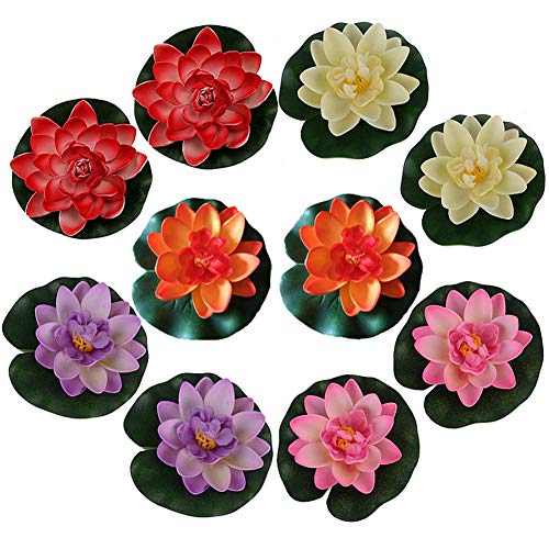 10 piezas de Romantic flotantes Flor, a prueba de agua flor de loto para los amantes y los niños, se aplica a San Valentín día de la boda acuarios Decoración