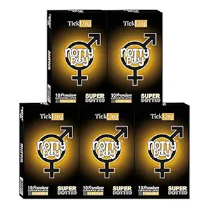 NOTTY BOY TickLing Condoms - 10 Count (Pack of 5, Extra Dotted)