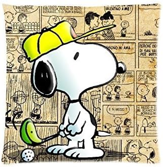 JGArtStore 18 X 18 Inch Cotton Linen Decorative Throw Pillow Cover Cushion Case Golfing Snoopy