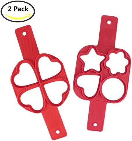 BUWANT Non Stick Silicone Heart Pancake Mould Ring, 2 PACK