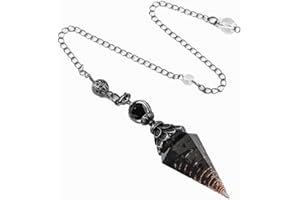 BKEMKRI Pendolo di Cristallo, Ciondolo a Pendolo con Pietre a Pendolo con Catena, Pendolo Vintage in Chakra Pietra Vera Naturale e Pendente in Resina, Ciondolo a Cono a Punta Esagonale per Divinazione
