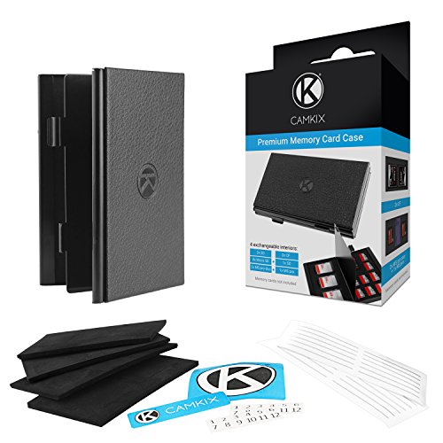 Premium Schützendes Gehäuse für Aluminium Speicherkarte Tragetasche mit anpassbarem Innerem von CamKix – Organisieren und schützen Sie Ihre SD-Karten, Micro SD-Karten, Memory Stick und Compact Flash (CF) Speicherkarten (Kompatibel mit allen Speicherkarten Marken wie Sandisk, Transcent, Kingston, Sony, Lexar usw.) enthält den Speicherkarten Gehäusehalter / 4 Benutzerdefinierte EVA Einsätze / Klebesticker – Ideal für Reisen oder Aufbewahrung zuhause - 6