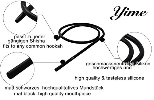 YIME Shisha Schlauch Silikon set incl. Mundstücke I Komplettset I Matt-Schwarz - 3