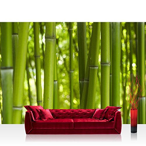 Vlies Fototapete 400x280 cm PREMIUM PLUS Wand Foto Tapete Wand Bild Vliestapete - DREAM OF BAMBOO - Bambuswald Bambus Wald Asien Asia Baum Bamboo Way Bambusweg Grün - no. 071