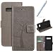 Produktbild Robinsoni Kompatibel mit Samsung Galaxy S10 Hülle PU Leder Tasche,Prägung Muster Eule Baum Schutzhülle Handytasche Brieftasche Karten Slot Magnetverschluss Flip Case Stand Klapphülle Etui,Grau