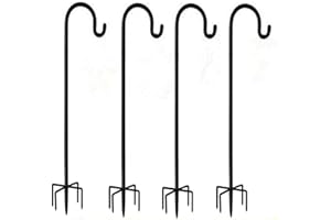 TRANSPLANT Lot de 4 crochets de berger réglables en hauteur avec base à 5 griffes, crochets de bordure de jardin en métal noir pour suspension d'entrée, lanternes, paniers de plantes, guirlandes lumineuses,