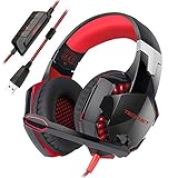Gaming Headset,TeckNet 7.1 Channel Surround Sound Gaming Headset Headband Over-Ear Headphone With Noise Cancelling Microphone and LED Lighting For PC Computer Gaming, USB Connection