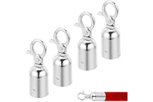 Aweisile Rope End Stop 4 Pieces Guardrail Cord End Cap Rope End Stopper Rope End Stopper for Barrier Ropes Rope End Cap with Hook Cord End Cap with Hook Snap Hook for Rope and Cord Rope Fittings