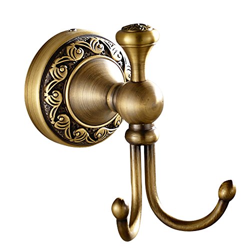 Weare Home Retro Solide Kupfer Doppelt Handtuchhaken Handtuchhalter Handtuchstangen, Minimal Klassic mit Einschnitt Bronze Beschichtung Wandmontage Haltbar Badzubehör Badaccessoires Dekor für Küche