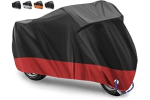 EOZAKAVOD Housse de Protection pour Moto Imperméable en 210D Oxford - Couverture Extérieure Contre la Pluie et Les Rayons UV - 245 X 105 X 125CM (Rouge)