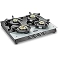Prestige Svachh Duo Gtsd 04 Sq Toughened Glass With Liftable 4 Burners Gas Stove, Manual Ignition, Glass Ceramic, Black