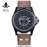 cookdate Armbanduhren männer Herrenuhr mit Datum Funktion Armbanduhr Herren Leder-Band-Uhren der Männer Quarz-Datums-Armbanduhr BW Armbanduhr Uhren Herrenuhr Herrenarmbanduh Braun