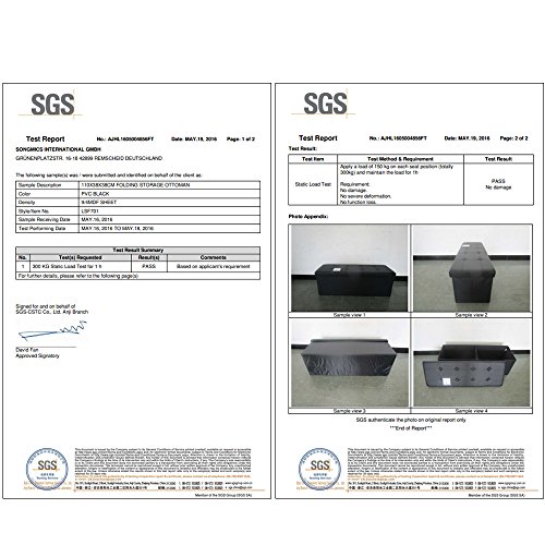 Songmics Aufbewahrungsbox Sitzbank Sitztruhe mit großem Stauraum Kunstleder 110 x 38 x 38 cm schwarz LSF701 - 7