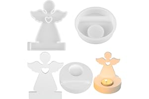 HOCUCHELAND Silikonform Engel, 2 Stück Silikonformen Gießformen, 3D Engel Silikonform Kerzenhalter mit Base, DIY Kombination Gießformen Silikon für Pflaster, Kerzen, Osterdekorationen und Bastelarbeiten (2)