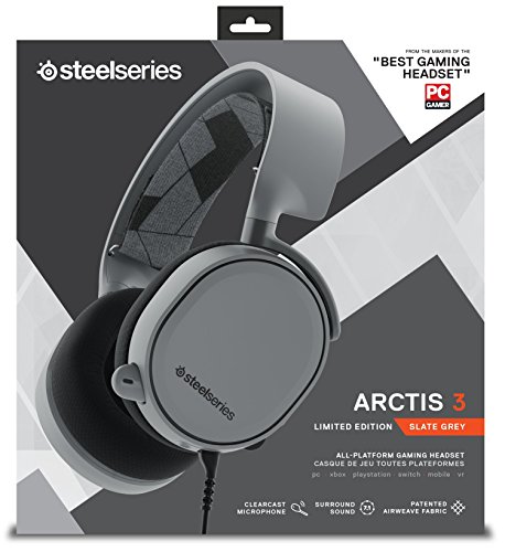 SteelSeries Arctis 3  Auriculares para juego  compatible con las plataformas PC  Mac  PlayStation 4  Xbox One  Nintendo Switch  Android  iOS  VR  color Gris  Slate Grey 