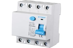 A2ZWORLD Interruttore Differenziale Puro, 4P 300mA 6kA 415VAC, Salvavita Differenziale, Occupa 4 Moduli DIN, RCCB 4P 300mA C40 40A