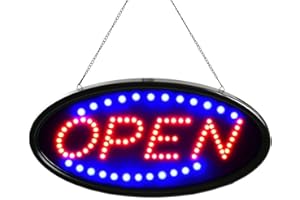 ‎FITNATE FITNATE LED Open Sign Board,48 x 25 cm, Open Advertising with 2 Light Modes, EU Plug, Ideal for Bar/Store/Room Wall etc., LED Sign Light for Festival, Bar, Party (Red and Blue)