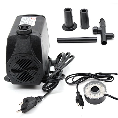 Preisvergleich Produktbild OUkANING Aquariumpumpe schwarz Unterwasser Wasserspielpumpe LED Tauchpumpen mit Teichpumpe Licht [ 3800 L / H 98W ]