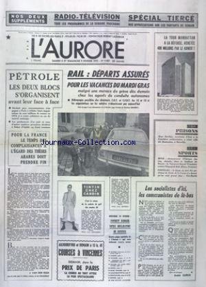 Download AURORE (L') [No 9467] du 08/02/1975 - LA TOUR MANHATTAN A LA DEFENSE ACHETEE PAR LE KOWEIT - PETROLE - LES 2 BLOCS S'ORGANISENT - TINTIN CHEZ CARDIN - LES SOCIALISTES D'ICI - LES COMMUNISTES DE LA-BAS - LES SPORTS - BOXE - FOOT