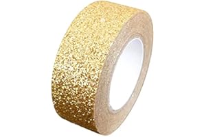 Syntego 2 Rotoli Di Nastro Adesivo Glitterato Washi Tape Decorative Craft Autoadesivo Stick On Sticky Glitter Trim 15Mm X 5 Metri (Oro)