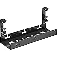 Bracwiser Under Desk Cable Management No Drill, Large Space, Adjustable and Removable Cable Management Tray, Keep Under Desk Cable Tidy, Fits Most Table, Black, S73