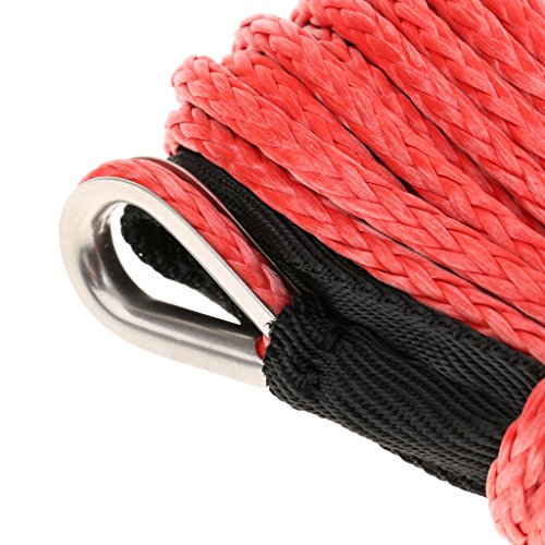 MagiDeal 1/4 „x 50ft Winch-Kabelsatz Seilwinde Seil Synthetischen Windenseil Stahlseil 7000lbs Mit Scheide Atv Utv Rot - 8
