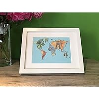 Geldgeschenk Weltkarte im Bilderrahmen, Hochzeitsgeschenk, Geburtstagsgeschenk