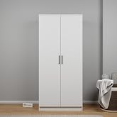 Kardelen Serisi 80 Cm Mat Beyaz 2 Kapılı 4 Raflı Elbise Dolabı